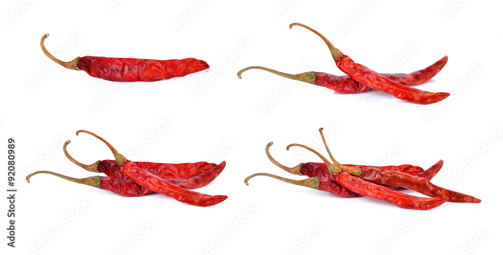 dry red pepper on white background