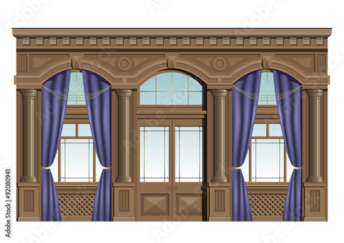 Facade of wood. Interior facade of wood.