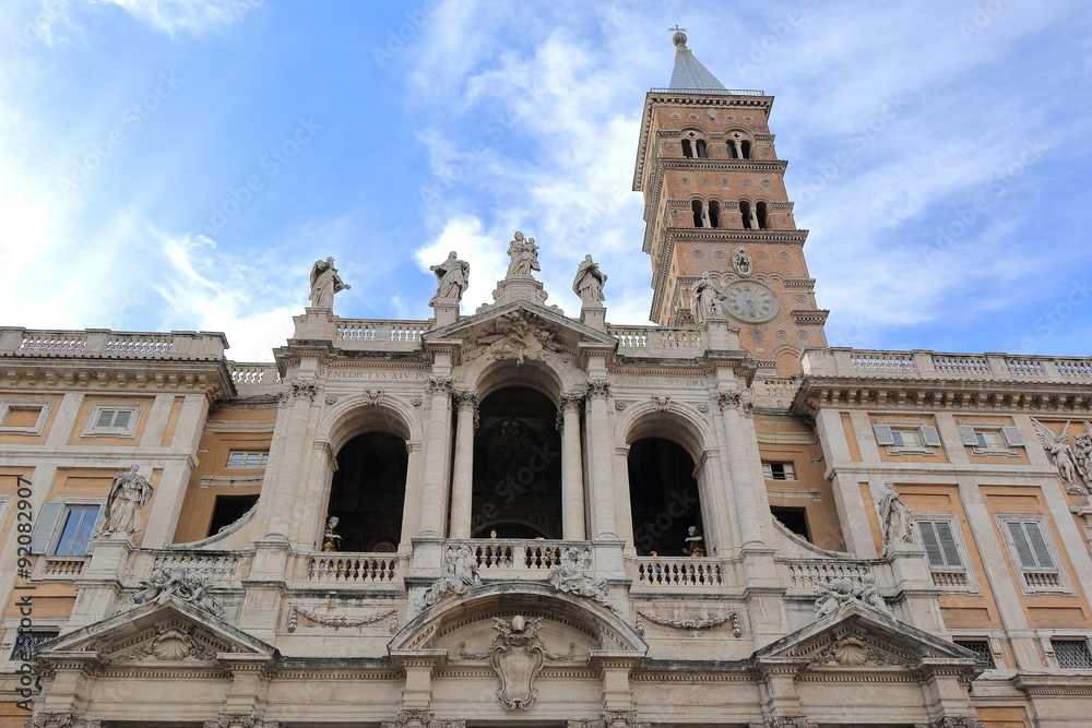 View up at the Basilica di Santa Maria Maggiore in Rome, Italy