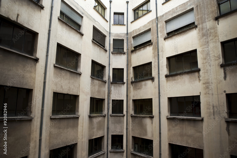 Courtyard of an old concrete building Courtyard of an old concrete building