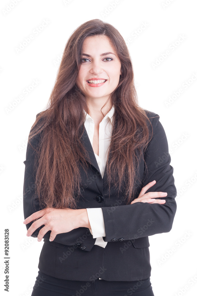 Smiling business woman standing with arms crossed Smiling business woman standing with arms crossed