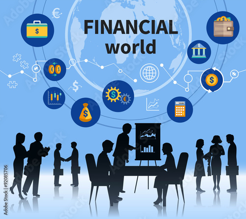 Financial business world concept composition banner