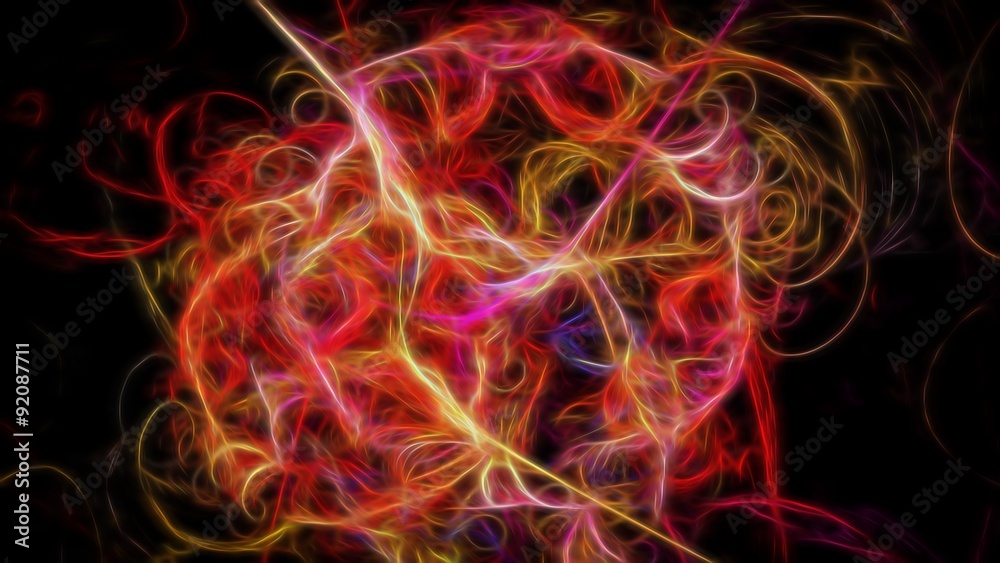 Abstract chaos of glowing colored energy light