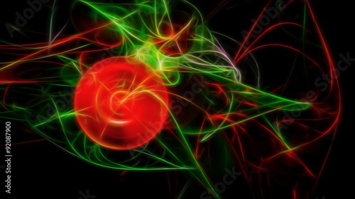 Energy circle surrounded by green energy lines