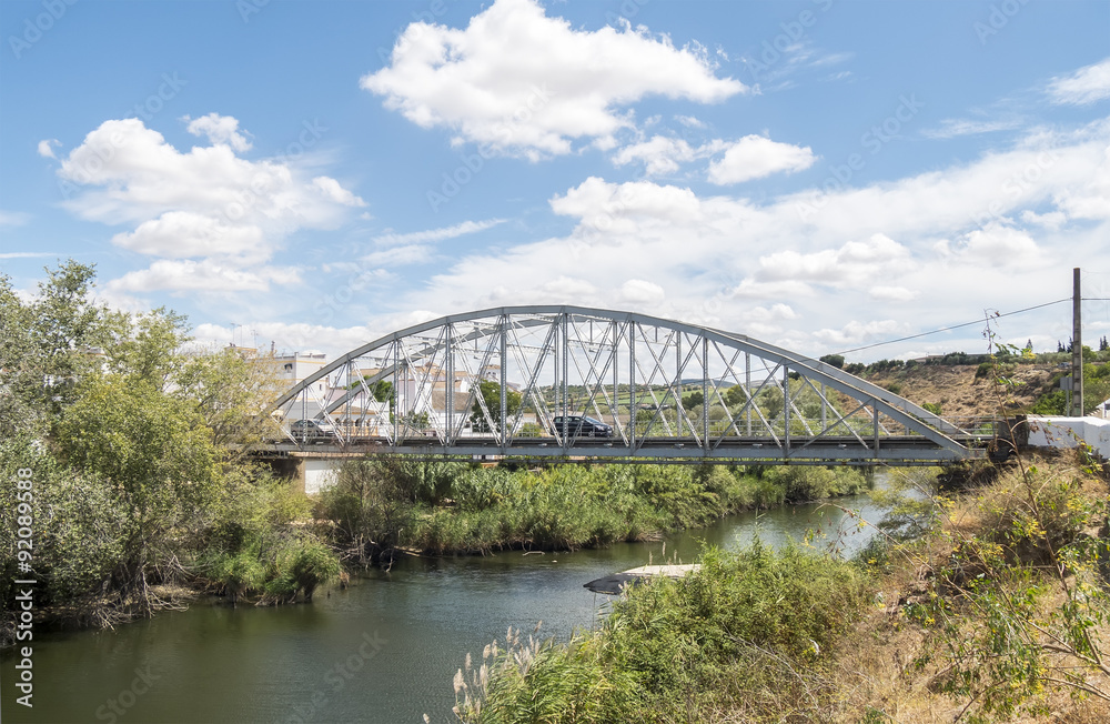 Iron bridge over river