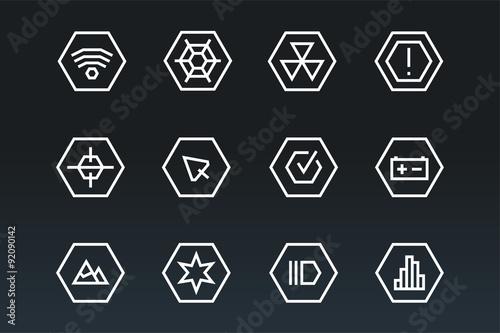 Outline vector UI technology icons set