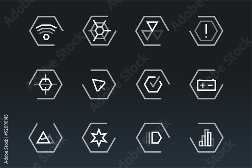 Outline vector UI technology icons set