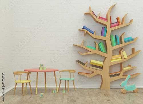 kids game room interior 3d rendering image