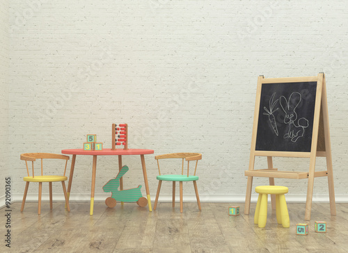 kids game room interior 3d rendering image