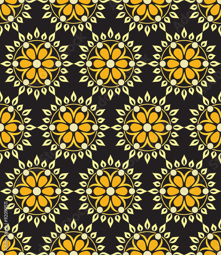 Seamless floral pattern from sunflowers