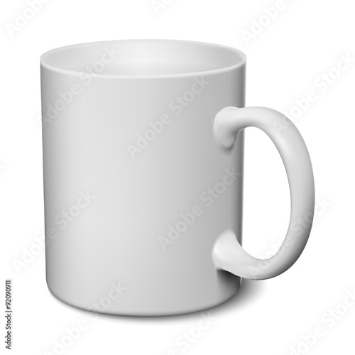 Gray mug realistic 3D mockup on a white background vector illustration