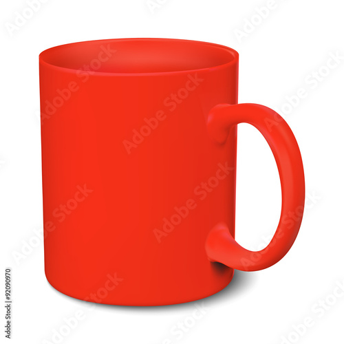 Red mug realistic 3D mockup on a white background vector illustration