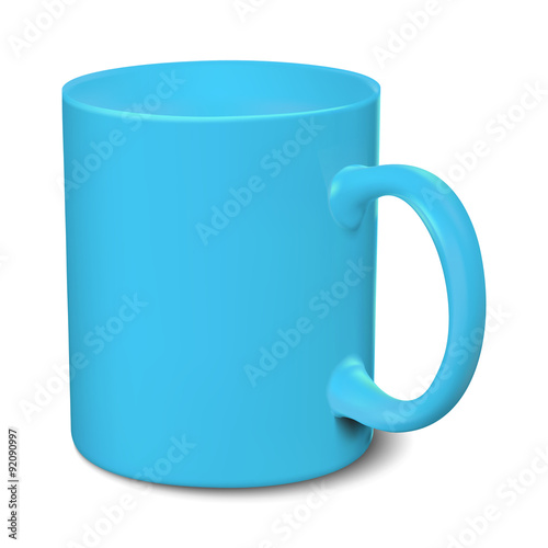Blue mug realistic 3D mockup on a white background vector illustration