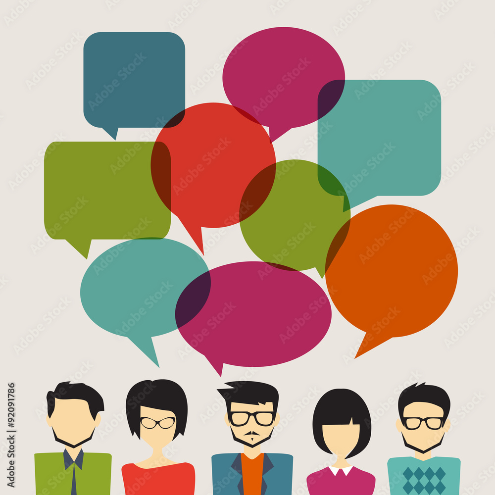 people icons with chat speech bubbles, illustration of a communication concept people icons with chat speech bubbles, illustration of a communication concept