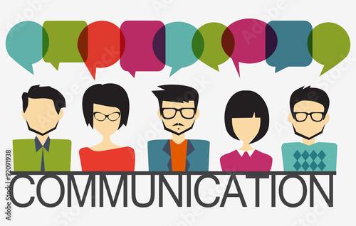 people icons with chat speech bubbles, illustration of a communication concept