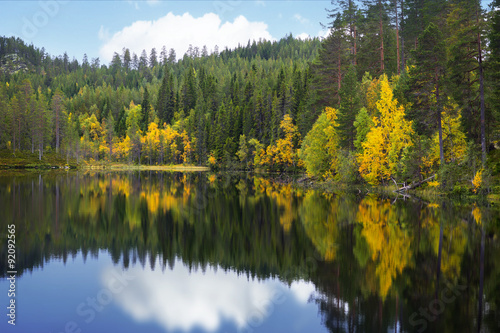 Beautiful scandinavian lake in autumn