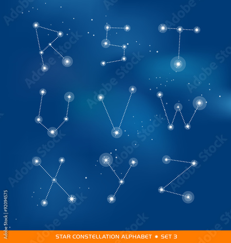 Alphabet letters as star constellation font photo