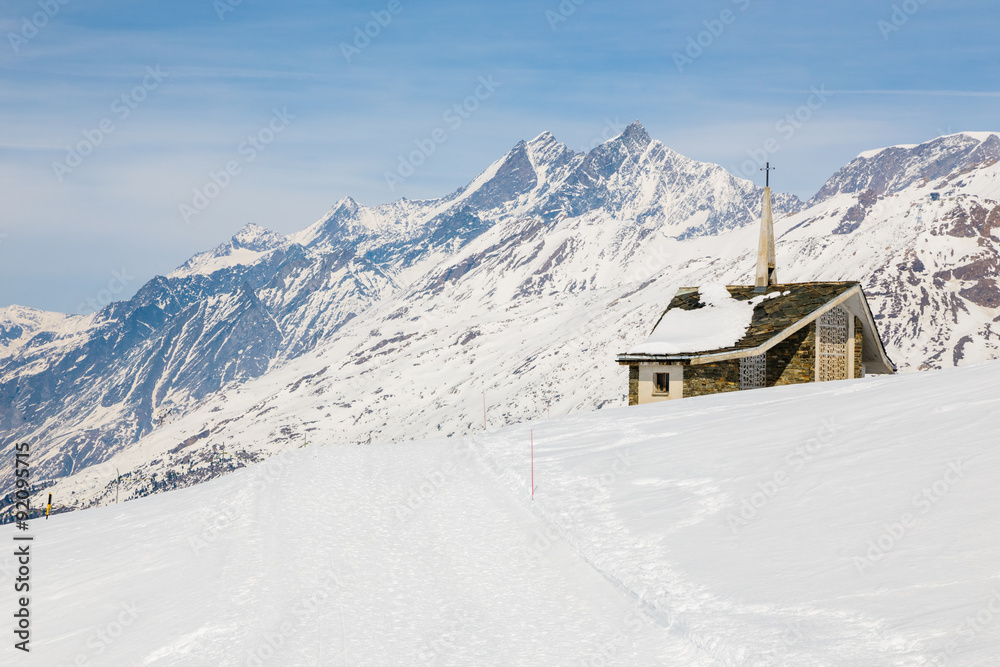 Chapel on the snow mountain