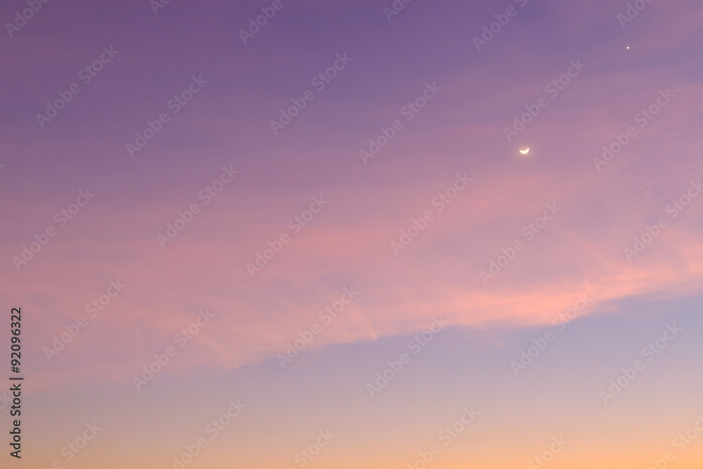night time view of moon and sky, background