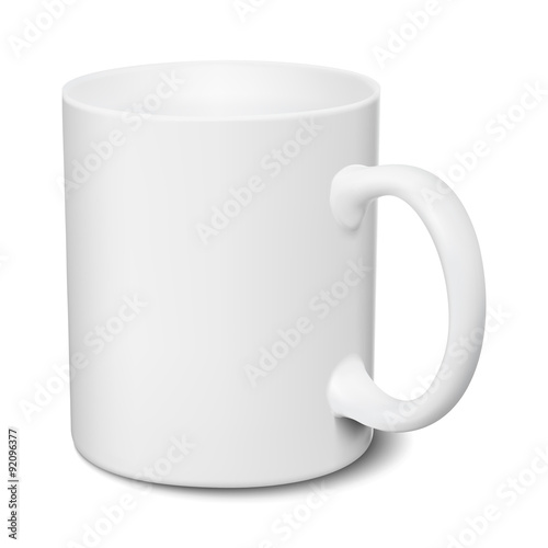 White mug realistic 3D mockup on a white background vector illustration