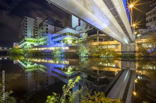 Hannover district Linden-Limmer and Ihme river at evening
