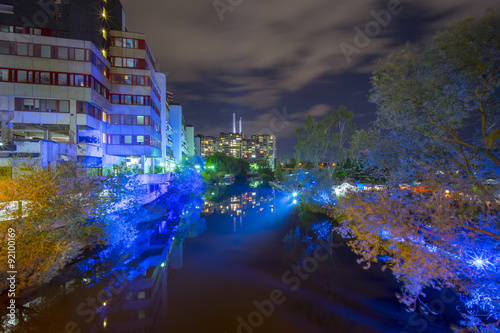 Hannover district Linden-Limmer and Ihme river at evening