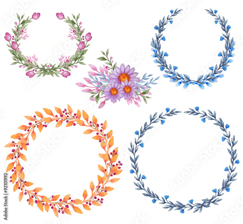 Frames with flowers and leaves