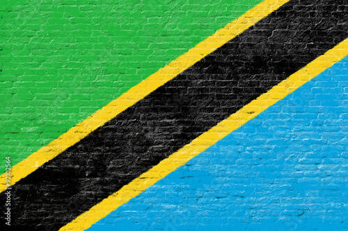 Tanzania - National flag on Brick wall