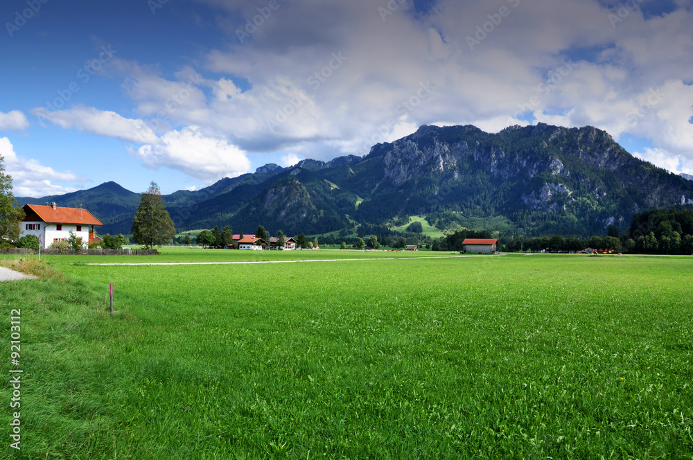 Obraz premium German countryside and village. Bavaria, Schwangau