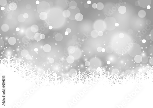 White Xmas Blurry Background and Snowing - Abstract Illustration, Vector
