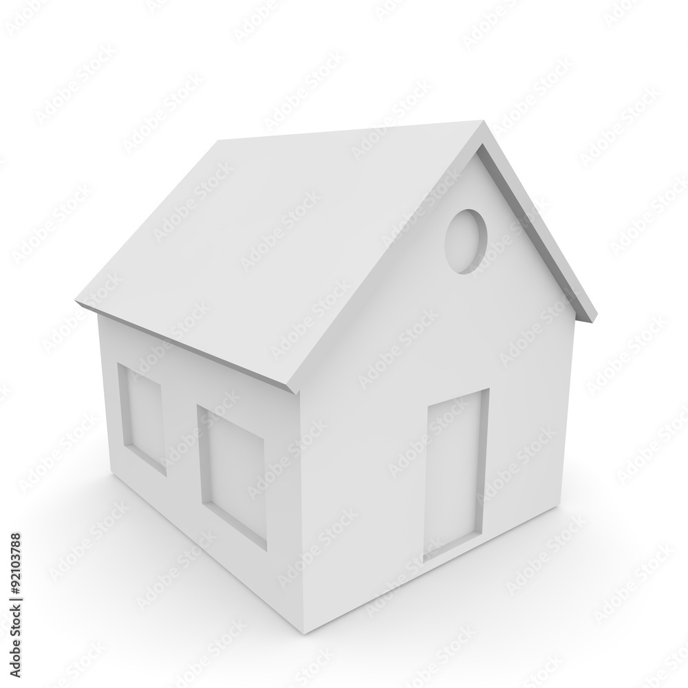 White empty house with space for windows and doors White empty house with space for windows and doors