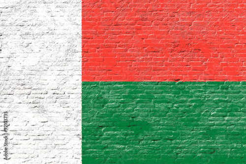 Madagascar - National flag on Brick wall