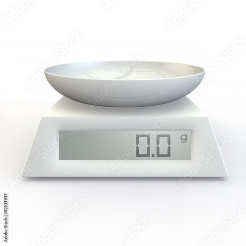 Kitchen scales with porcelain cup
