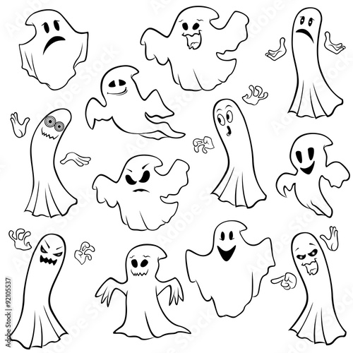 Set of twelve ghost outline