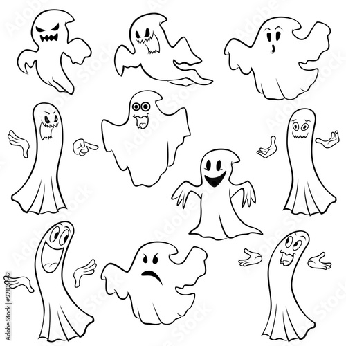 Set of ten ghost outline