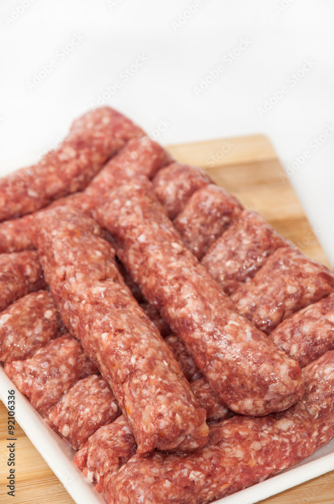 Supermarket package of turkish kebabs with minced meat Supermarket package of turkish kebabs with minced meat