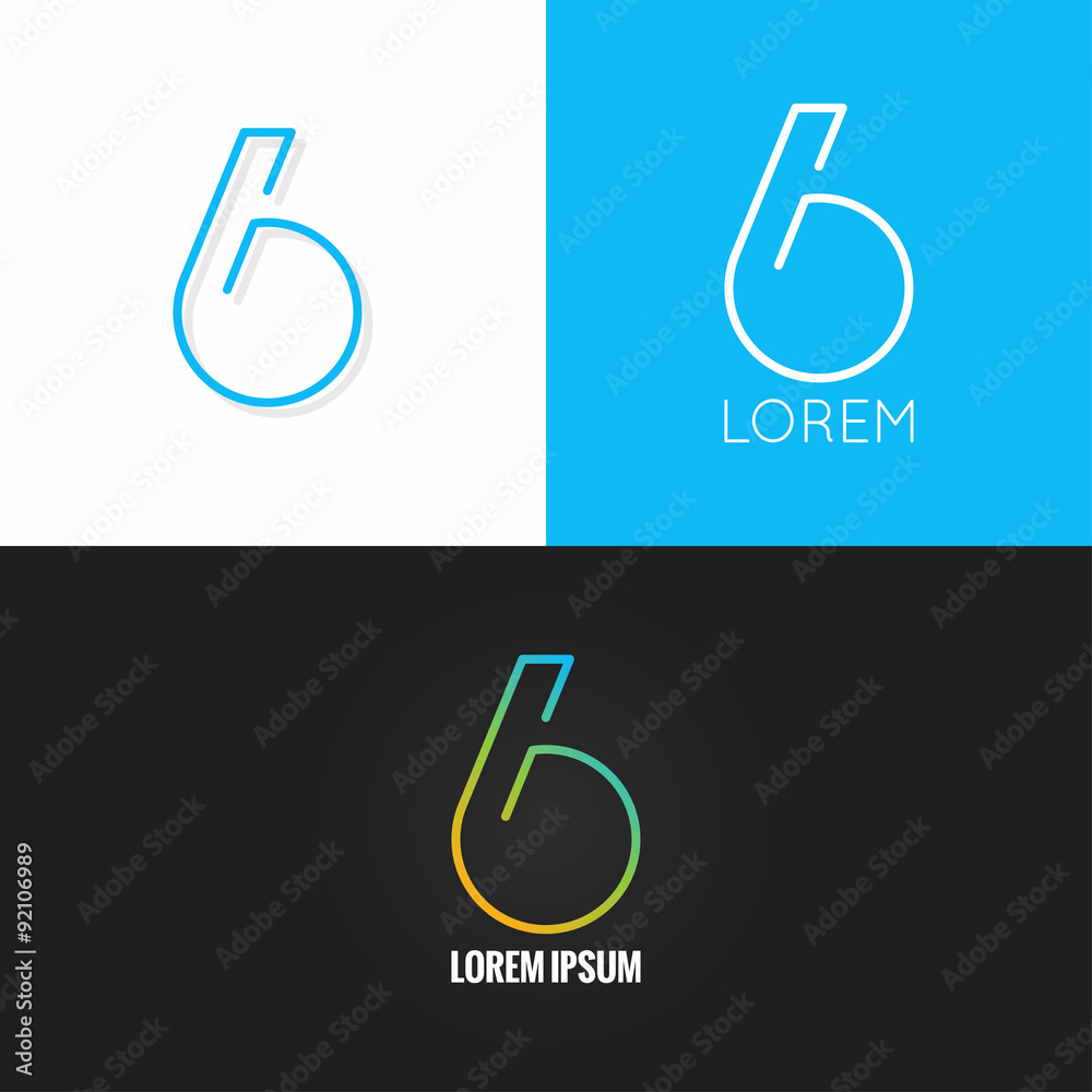 Number six 6 logo design icon set background - obrazy, fototapety, plakaty 