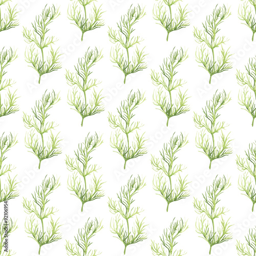 Seamless pattern with dill. Hand-drawn background. Vector