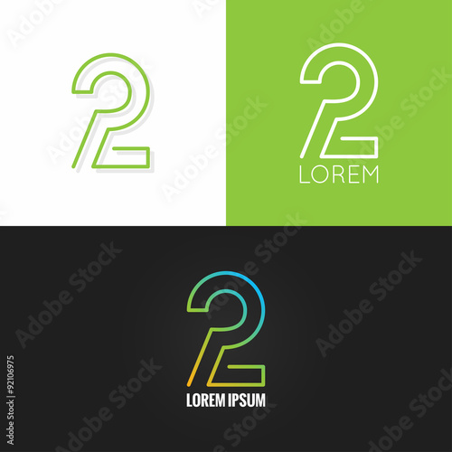 Number two 2 logo design icon set background