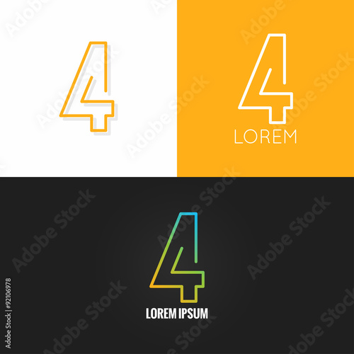 Number four 4 logo design icon set background photo