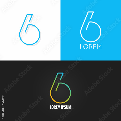 Number six 6 logo design icon set background