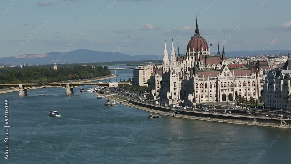 View of Hungarian Parliament Building on the bank of the Danube in Budapest. View of Hungarian Parliament Building on the bank of the Danube in Budapest.