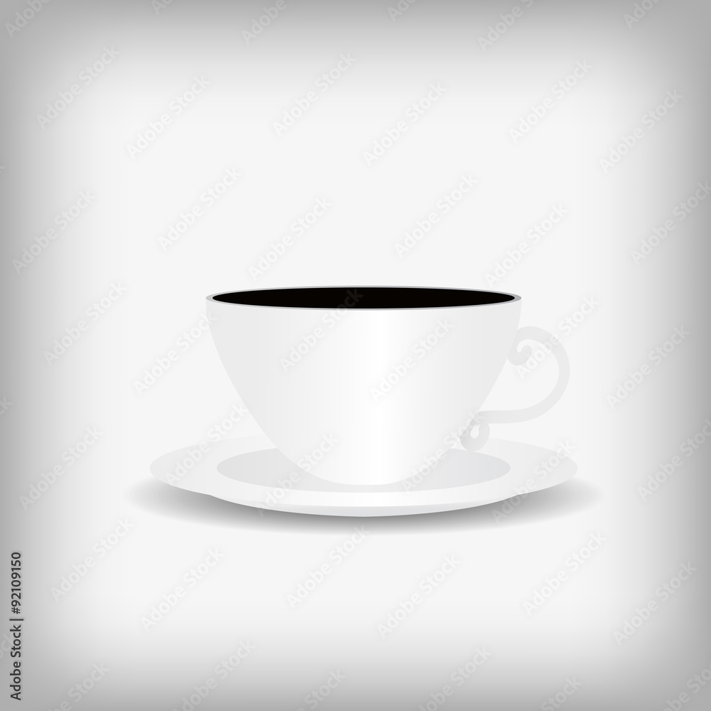 Vector : Cup of coffee on gray background