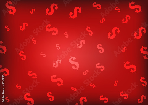 Vector : Dollars symbol on red background
