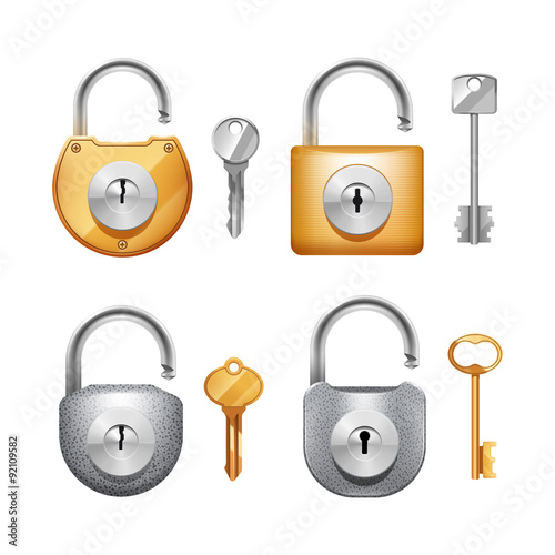 Padlocks And Keys Realistic Set