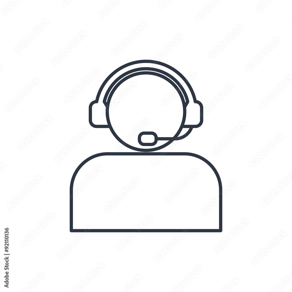 Customer support operator with headset outline icon Customer support operator with headset outline icon