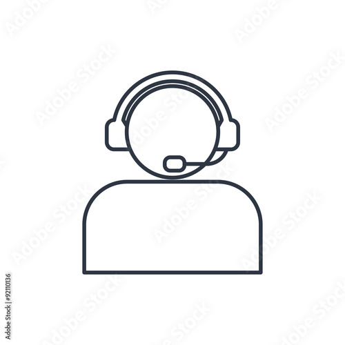 Customer support operator with headset outline icon