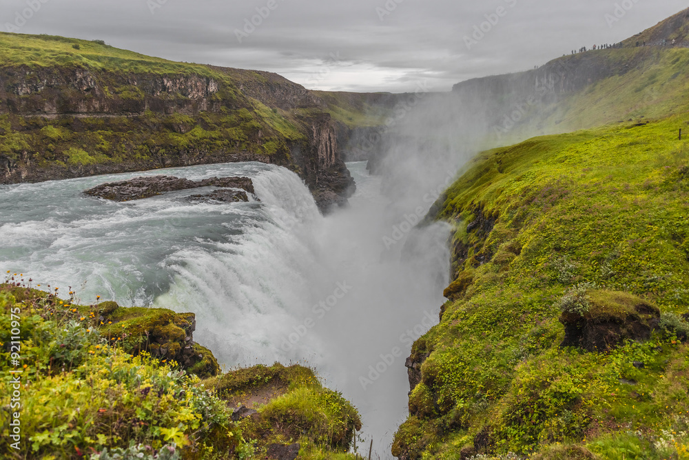 Wonderful waterfall Gullfoss in Iceland, summer time Wonderful waterfall Gullfoss in Iceland, summer time