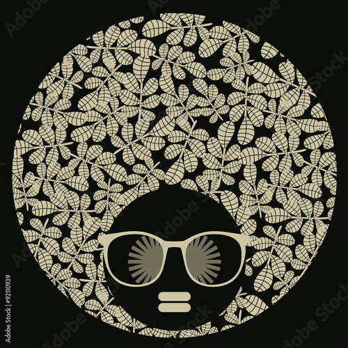 Black head woman with strange hair.