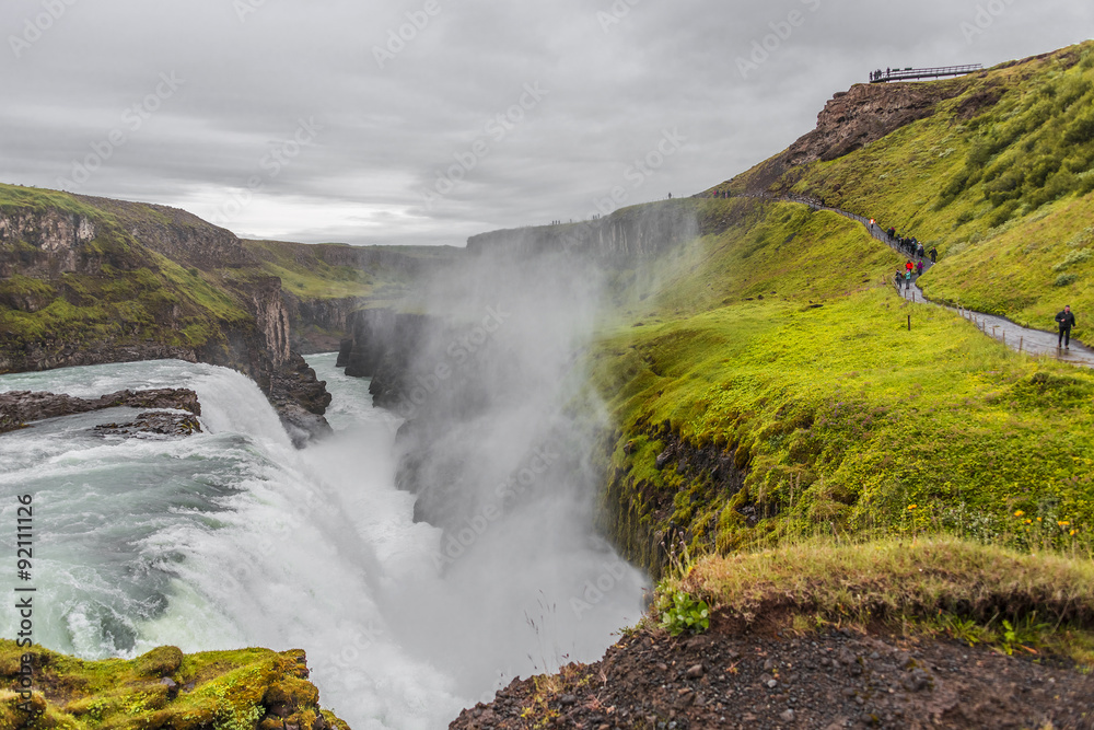 Fototapeta premium Wonderful waterfall Gullfoss in Iceland, summer time